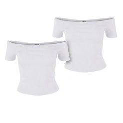 Top Na Ramiączkach Z Organicznej Bawełny W Prążki Dla Kobiet (zestaw 2 Sztuk). Białe topy Urban Classics, l, bez wzorów, z bawełny, casualowe, bez kołnierzyka, bez ramiączek. Za 104.99 zł.