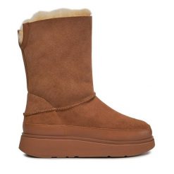 Śniegowce FitFlop. Brązowe śniegowce FitFlop, bez wzorów, bez zapięcia. Za 929.99 zł.