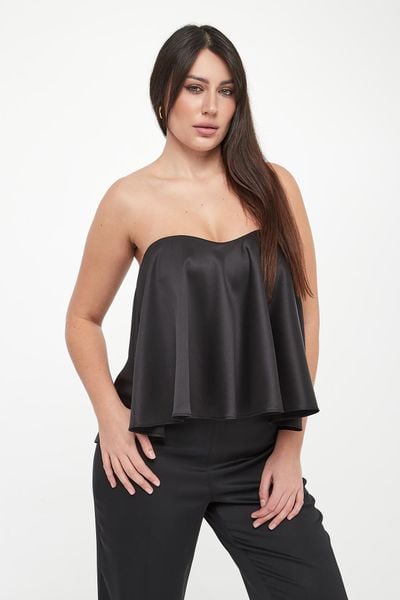 Top damski gorsetowy z satyny TWINSET. Topy Twinset Milano, bez wzorów, z satyny, bez kołnierzyka, bez ramiączek. W wyprzedaży za 863.20 zł.