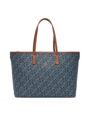 Tommy Hilfiger Torebka Th Monoplay Leather Tote AW0AW17416 Granatowy. Niebieskie shopper bag Tommy Hilfiger, bez wzorów, ze skóry, bez dodatków. Za 729.99 zł.
