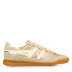 Damskie zamszowe buty sportowe Gola Firefly Metallic. Białe buty treningowe Gola, bez wzorów, z gumy, bez zapięcia. Za 428.45 zł.