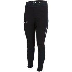 Damskie legginsy wiatroszczelne Swix Focus. Czarne legginsy Swix, bez wzorów, z dzianiny. Za 574.80 zł.