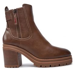 Botki s.Oliver. Brązowe botki S.Oliver, bez wzorów, bez obcasa, na słupku, bez zapięcia. Za 339.99 zł.