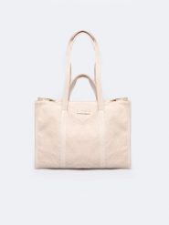 Torebka damska z tkaniny beżowa RR574073 801. Brązowe shopper bag BIG STAR, bez wzorów, z tkaniny, na ramię, bez dodatków. Za 179.99 zł.