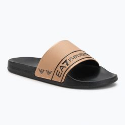 Klapki EA7 Emporio ArmaniWater Sports Tape. Żółte klapki EA7 Emporio Armani, bez wzorów, z materiału, sportowe, bez obcasa, bez zapięcia. Za 179.99 zł.