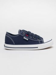 Trampki damskie niskie granatowe JJ274A531 403. Niebieskie trampki BIG STAR, bez wzorów, z bawełny, eleganckie, bez zapięcia. W wyprzedaży za 88.99 zł.