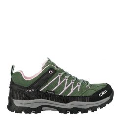 Buty trekkingowe juniorskie RIGEL LOW skóra wodoodporne. Zielone buty trekkingowe CMP, bez wzorów, z gumy, bez zapięcia, outdoorowe. Za 359.99 zł.