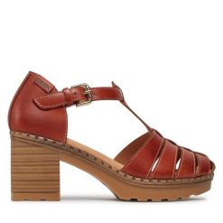 Sandały Pikolinos. Czerwone sandały Pikolinos, bez wzorów, bez obcasa, na słupku, bez zapięcia. Za 369.99 zł.