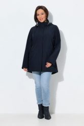 Damskie Kurtka softshell HYPRAR wodoodporna trapezowy krój kaptur. Niebieskie kurtki przejściowe sportowe Ulla Popken, plus size, bez wzorów, z dżerseju, z kapturem, trekkingowe. Za 599.99 zł.
