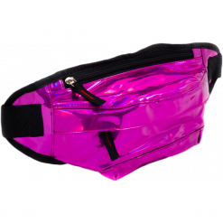 Holograficzna saszetka na biodra różowa 112 PINK. Czerwone nerki i saszetki bez wzorów, z materiału, bez dodatków. Za 24.99 zł.