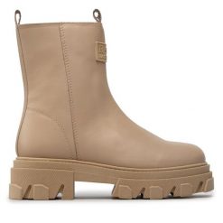 Botki Rage Age. Brązowe botki Rage Age, bez wzorów, bez obcasa, na płaskiej podeszwie, bez zapięcia. Za 419.99 zł.