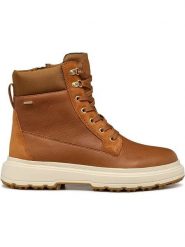 Geox Skórzane botki "Lamidie + Grip" w kolorze jasnobrązowym rozmiar: 35. Brązowe botki Geox, bez wzorów, bez obcasa, bez zapięcia. Za 257.31 zł.