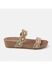 Lazamani Skórzane klapki w kolorze beżowym rozmiar: 37. Brązowe klapki Lazamani, bez wzorów, klasyczne, z otwartym noskiem, bez obcasa, bez zapięcia. Za 101.23 zł.