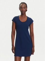 Calvin Klein Jeans Sukienka codzienna LV047C238G Granatowy Slim Fit. Niebieskie sukienki Calvin Klein Jeans, na co dzień, m, bez wzorów, z jeansu, bez kołnierzyka, bez ramiączek, proste. Za 399.99 zł.