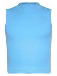 Blue Effect Top w kolorze błękitnym rozmiar: 152. Niebieskie topy Blue Effect, bez wzorów, z bawełny, bez kołnierzyka, bez ramiączek. Za 44.92 zł.