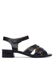 Caprice Sandały 9-28201-46 Czarny. Czarne sandały Caprice, bez wzorów, ze skóry, bez obcasa, na słupku, bez zapięcia. Za 229.99 zł.