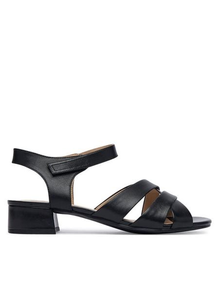 Caprice Sandały 9-28201-46 Czarny. Czarne sandały Caprice, bez wzorów, ze skóry, bez obcasa, na słupku, bez zapięcia. Za 229.99 zł.