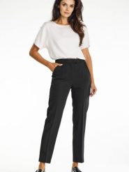Spodnie Damskie Model A675 Black - awama. Czarne chinosy Awama, l, bez wzorów, z elastanu, eleganckie. Za 343.20 zł.