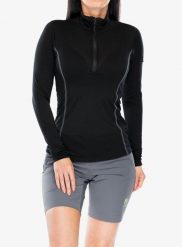 Bluza termoaktywna damska Sensor Merino Active Tee L/S Zip. Czarne bluzy Sensor, l, bez wzorów, z materiału, bez ramiączek, bez kaptura. Za 379.49 zł.