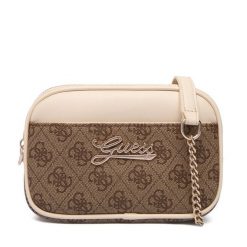 Torebka Guess. Brązowe listonoszki Guess, z aplikacjami, bez dodatków. Za 289.99 zł.