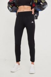 Adidas Performance legginsy treningowe damskie kolor czarny gładkie. Czarne legginsy adidas Performance, bez wzorów, z materiału. W wyprzedaży za 199.99 zł.
