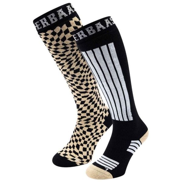 Skarpety narciarskie - 2 pary - Warm Sand. Brązowe skarpetki POEDERBAAS, bez wzorów, z elastanu, narciarskie. Za 177.72 zł.