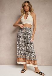 Czarne Spodnie z Bawełny High Waist z Abstrakcyjnym Wzorem Lisathiela. Czarne jeansy Renee, bez wzorów, z bawełny, z podwyższonym stanem. W wyprzedaży za 20.99 zł.