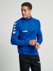 Bluza sportowa dla dorosłych Hummel Core 1/2 Zip Sweat. Niebieskie bluzy z kapturem Hummel, xl, bez wzorów, z materiału, bez kaptura, do piłki nożnej. Za 89.00 zł.