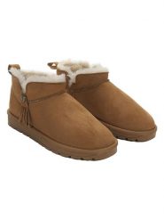 ISLAND BOOT Botki zimowe "Ilonie" w kolorze jasnobrązowym rozmiar: 36. Brązowe botki Island Boot, z aplikacjami, z materiału, z okrągłym noskiem, bez obcasa, bez zapięcia. Za 133.89 zł.
