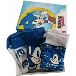 Skarpetki Sega Sonic The Hedgehog (x3). Niebieskie skarpetki 100%, bez wzorów, z bawełny. Za 129.50 zł.