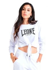 Bluza miękka z ściągacze na co dzień na siłownię. Białe bluzy LEONE 1947 APPAREL, l, bez wzorów, bez ramiączek, bez kaptura. Za 84.16 zł.