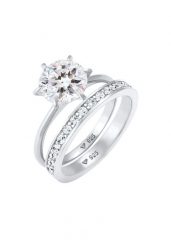 Elli Damska obrączka zestaw soliter glamour z kryształami w srebrze próby 925 Sterling Silver Pierścionki 1 ct Damski. Szare pierścionki Elli, z kryształem, srebrne. Za 383.99 zł.