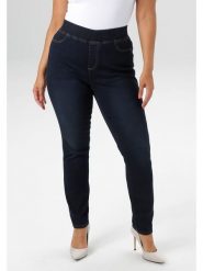 Aniston Jegginsy w kolorze granatowym rozmiar: 48. Niebieskie spodnie materiałowe Aniston, bez wzorów, z materiału, z podwyższonym stanem. Za 82.64 zł.