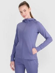 4F Bluza w kolorze błękitno-fioletowym rozmiar: XS. Niebieskie bluzy 4f, xs, bez wzorów, z materiału, bez ramiączek, bez kaptura. Za 83.42 zł.