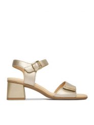 Remonte Sandały CEO-D1K54-90 Złoty. Żółte sandały Remonte, bez wzorów, ze skóry, bez obcasa, na słupku, bez zapięcia. Za 379.99 zł.