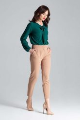 Brązowe Eleganckie Cygaretki 7/8 z Zakładkami. Brązowe chinosy Katrus, l, bez wzorów, z materiału, eleganckie. Za 209.00 zł.