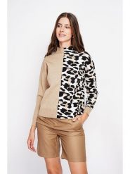 ASSUILI Sweter w kolorze czarno-beżowo-białym rozmiar: 40. Białe swetry Assuili, bez wzorów, klasyczne, bez ramiączek. Za 113.99 zł.