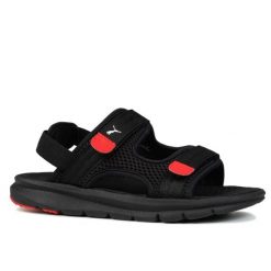 Sandały sportowe Puma EVOLVE SANDAL JR. Czarne sandały Puma, bez wzorów, z materiału, sportowe, bez obcasa, bez zapięcia. Za 129.00 zł.