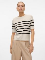 Vero Moda Sweter w kolorze kremowo-czarnym rozmiar: S. Brązowe swetry Vero Moda, s, bez wzorów, ze splotem, bez ramiączek. Za 69.99 zł.