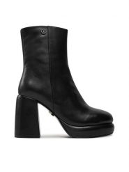 Bronx Botki Ginn-Y 34337-A Czarny. Czarne botki Bronx, bez wzorów, ze skóry, bez obcasa, na słupku, bez zapięcia. Za 519.99 zł.