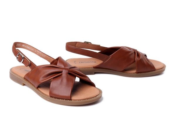 RIEKER REMONTE D3674-24 brown, sandały damskie. Brązowe sandały Rieker Remonte, bez wzorów, bez obcasa, bez zapięcia. Za 288.92 zł.