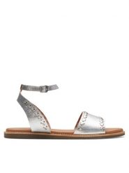 Clarks Sandały Maritime May 26176293 Srebrny. Szare sandały Clarks, bez wzorów, ze skóry, bez obcasa, na płaskiej podeszwie, bez zapięcia. Za 299.99 zł.