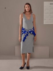 Rodier Sukienka w kolorze szarym rozmiar: L. Szare sukienki Rodier, na co dzień, l, bez wzorów, klasyczne, bez kołnierzyka, bez ramiączek, midi, proste. Za 260.99 zł.