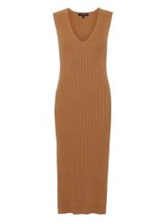 Ilse Jacobsen Sukienka dzianinowa w kolorze karmelowym rozmiar: S. Brązowe sukienki Ilse Jacobsen, na co dzień, s, bez wzorów, z dzianiny, bez kołnierzyka, bez ramiączek, midi, proste. Za 136.13 zł.