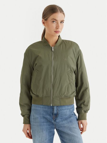 Calvin Klein Jeans Kurtka bomber Essential LV047F505G Zielony Regular Fit. Zielone kurtki Calvin Klein Jeans, xs, bez wzorów, z jeansu, bez kaptura. Za 699.99 zł.