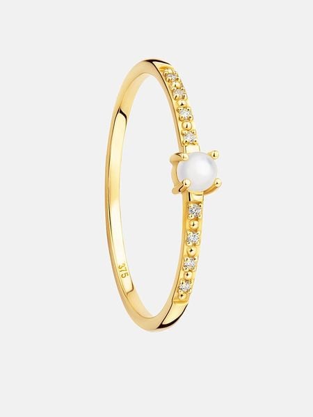 Revoni Złoty pierścionek z diamentem i perłą rozmiar: 50. Żółte pierścionki Revoni, z diamentem, złote. Za 817.99 zł.