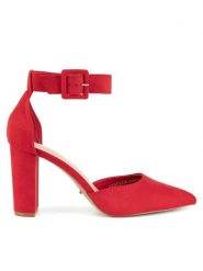 DeeZee Czółenka LH230312-5 Czerwony. Czerwone czółenka DeeZee, bez wzorów, z materiału, bez obcasa, bez zapięcia. Za 129.99 zł.