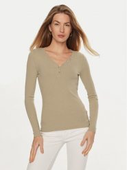 Guess Bluzka Kyla W4BP51 KBCO2 Beżowy Regular Fit. Brązowe bluzki Guess, l, z aplikacjami, z wiskozy, bez kołnierzyka, bez ramiączek. Za 149.99 zł.
