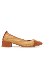 Hispanitas Czółenka RHV253992 Beżowy. Brązowe czółenka Hispanitas, bez wzorów, z materiału, bez obcasa, bez zapięcia. Za 399.99 zł.