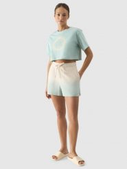 4F Spodenki dresowe damskie - miętowe XXL. Zielone szorty 4f, bez wzorów, z bawełny. W wyprzedaży za 39.99 zł.